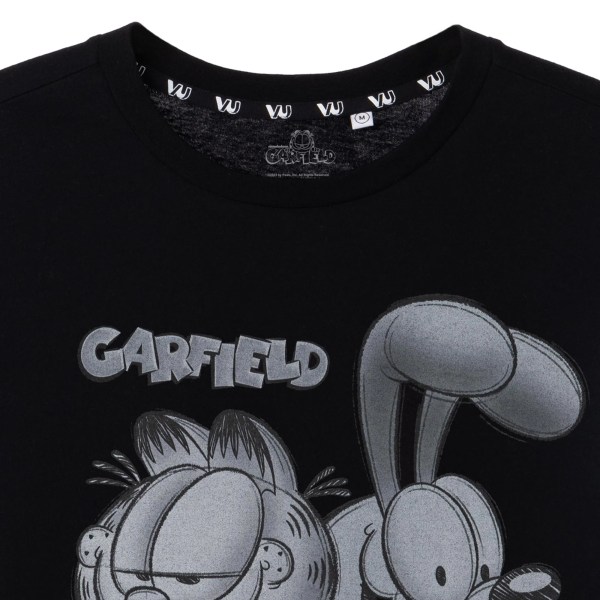 Garfield Mens Gråskala Kortärmad T-shirt L Svart Black L