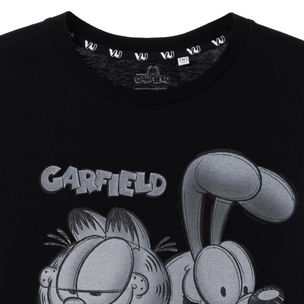 Garfield Mens Gråskala Kortärmad T-Shirt XL Svart Black XL