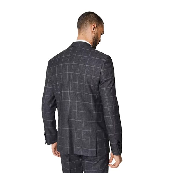 Burton Herr Windowpane Check Slim Tailored Kostymjacka 36S Charcoal Charcoal 36S