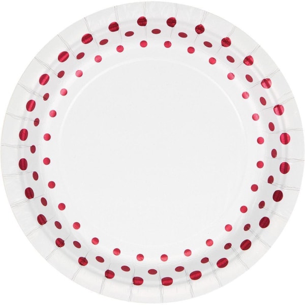 Creative Party Paper Sparkle Holiday engångstallrikar (paket med White/Red One Size