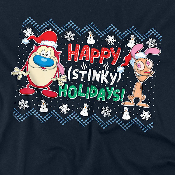 Ren & Stimpy Unisex Vuxen Glad Illaluktande Helger Jul Tröja Navy L