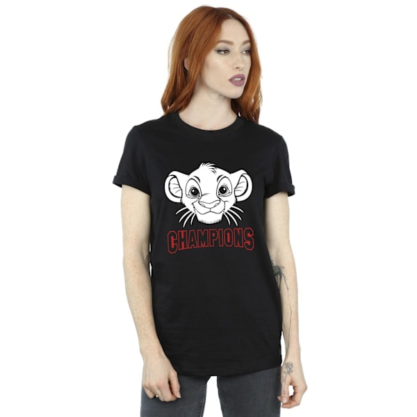 Disney Dam/Damer The Lion King Simba Face Champion Bomull Boyfriend T-Shirt S Svart Black S