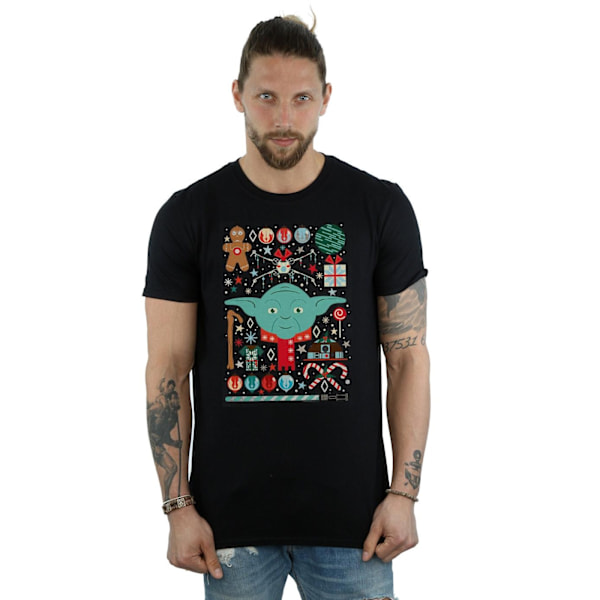 Star Wars Yoda Jul T-shirt för män 4XL Svart Black 4XL