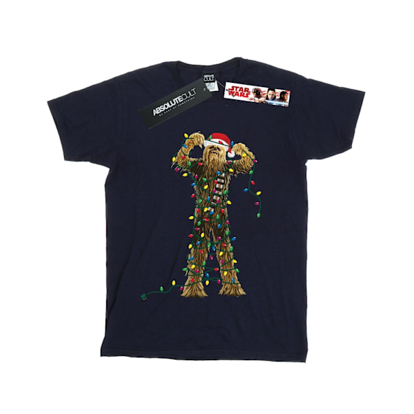 Star Wars Pojkar Chewbacca Julbelysning T-shirt 7-8 år Marinblå Navy Blue 7-8 Years