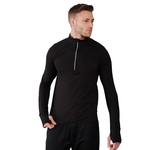 Tombo Herr Långärmad Zip Neck Performance Top S Svart Black S