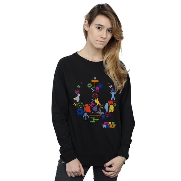 Star Wars Dam/Kvinnor Silhouette Collage Sweatshirt M Vit White M
