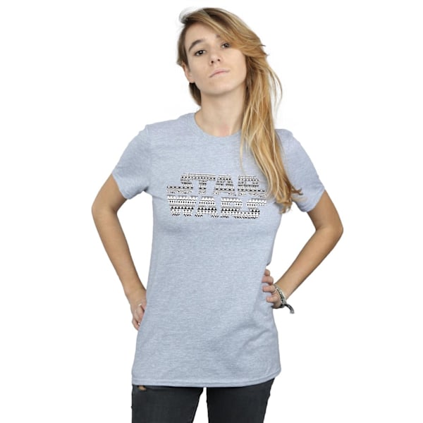 Star Wars Dam/Damer Aztec Logo Mono Bomull Boyfriend T-Shir Sports Grey S
