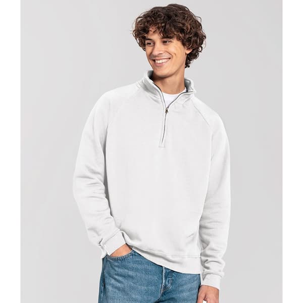 Fruit of the Loom Herr Iconic Premium Half Zip Sweatshirt L Vit White L
