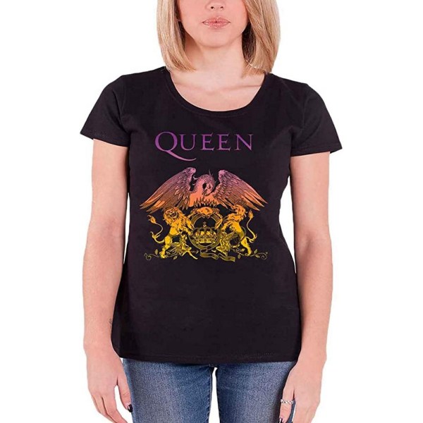 Queen Dam/Ladies Gradient Crest T-shirt XS Svart Black XS