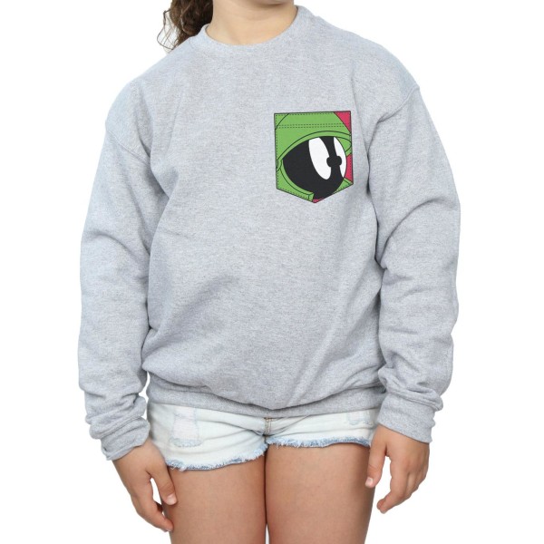 Looney Tunes Girls Marvin The Martian Face Faux Pocket Sweatshi Sports Grey 9-11 Years