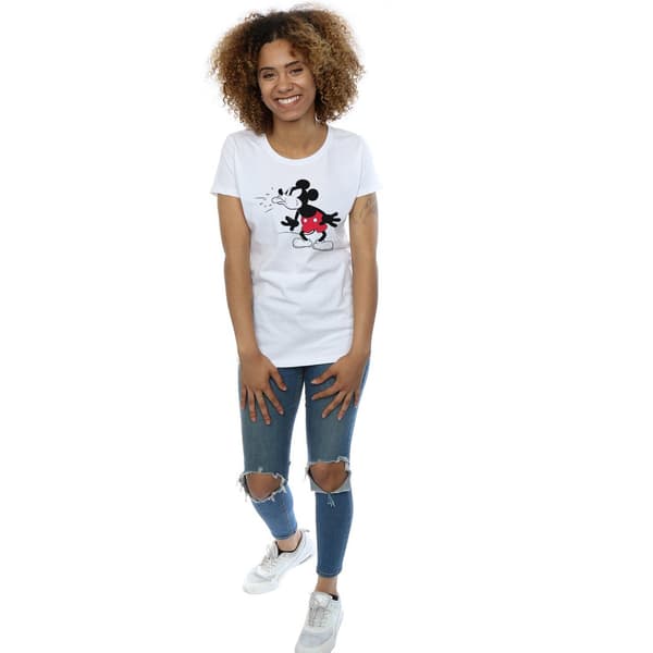 Disney Dam/Dam Mickey Mouse Tunga Bomulls T-shirt L Vit White L