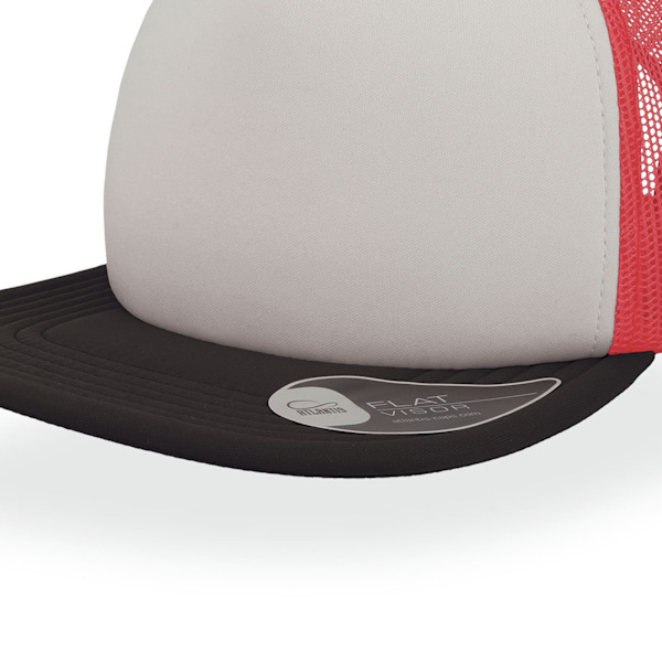 Atlantis Unisex Snap 90s Flat Visor 5 Panel Trucker Cap One Size White/Red/Black One Size