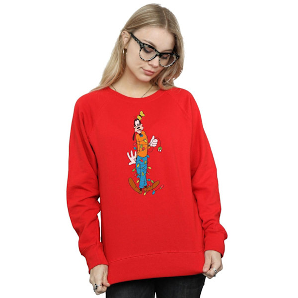 Disney Dam/Kvinnor Goofy Julbelysning Sweatshirt S Röd Red S