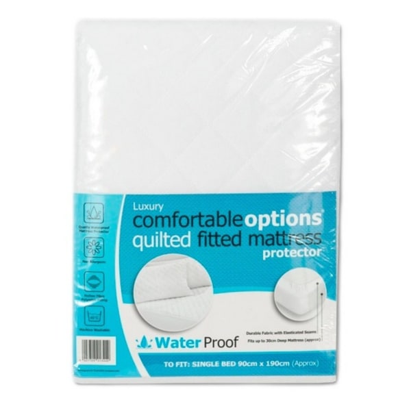 Bekväma alternativ Enkelsäng Vattentät madrassskydd på White One Size