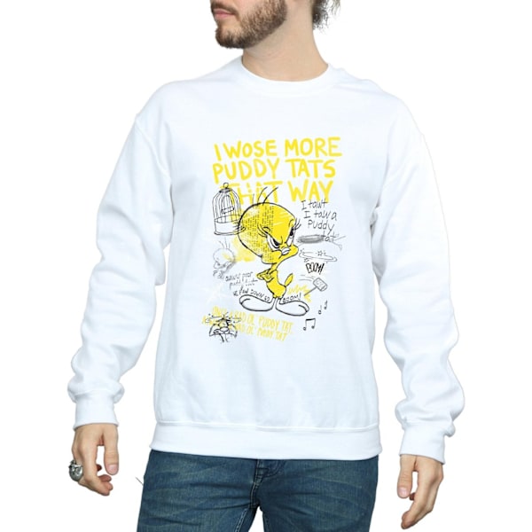 Looney Tunes Mens Tweety Pie More Puddy Tats Sweatshirt XL Vit White XL