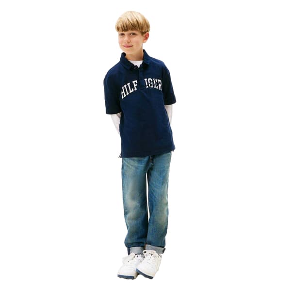 Tommy Hilfiger Barn/Kids Script Logo Pikétröja 10 år N Night Navy 10 Years