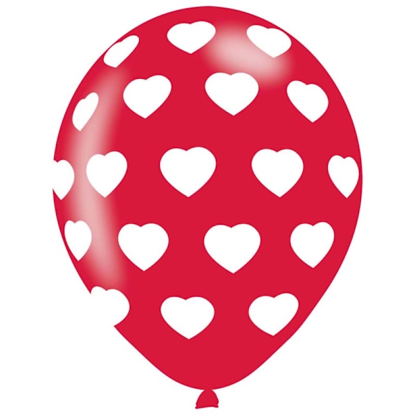 Amscan Latex Hjärtformad Festballong (6-pack) One Size Röd/Vit Red/White One Size