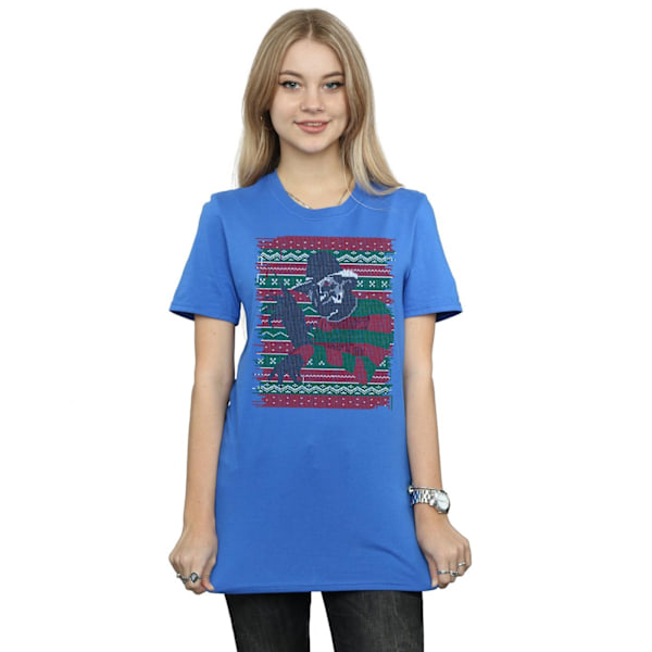 A Nightmare On Elm Street Dam/Damer Jul Fair Isle Bomull Boyfriend T-Shirt Royal Blue M