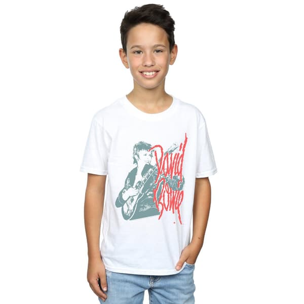 David Bowie Pojkar Mono Gitarr T-Shirt 12-13 År Vit White 12-13 Years
