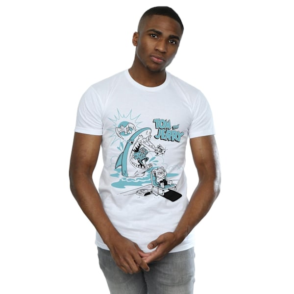 Tom And Jerry Herr Sommar Haj T-Shirt S Vit White S