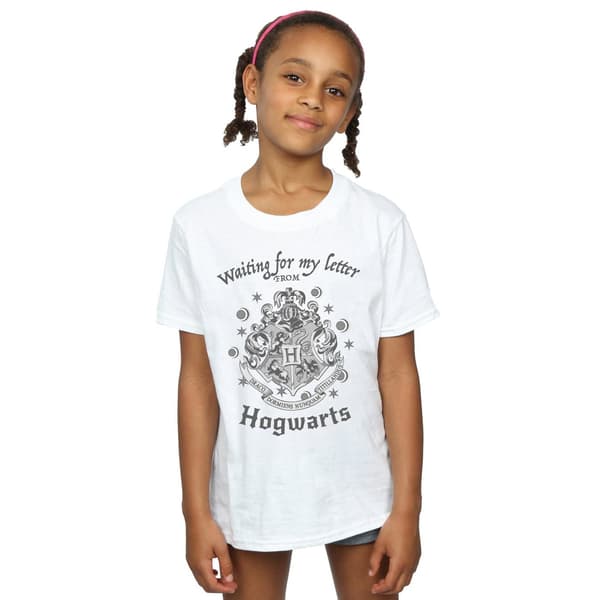 Harry Potter flickor väntar på mitt brev Hogwarts Crest bomull White 7-8 Years