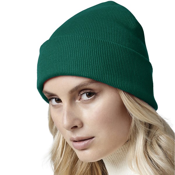 Beechfield Unisex Vuxen Original Cuffed Ekologisk Bomulls Beanie O Bottle Green One Size