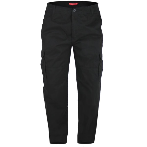 D555 Herr Robert Peached And Washed Cotton Cargo Byxor 40R B Black 40R