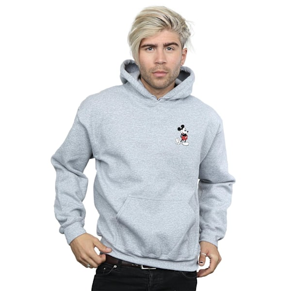 Disney Herr Mickey Mouse Kickin Retro Bröst Hoodie L Sports Grå Sports Grey L