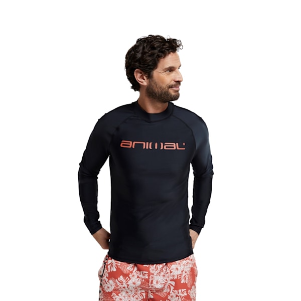 Animal Mens Sonny Logo Rash Guard XL Svart Black XL