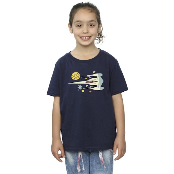 Star Wars Girls The Mandalorian Cutout Ship Bomull T-shirt 12-1 Navy Blue 12-13 Years