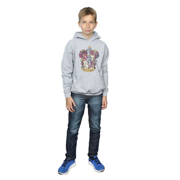 Harry Potter Pojkar Gryffindor Distressed Crest Hoodie 7-8 År Sports Grey 7-8 Years