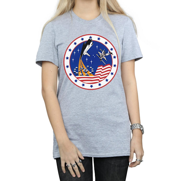 NASA Dam/Damer Classic Rocket 76 Bomull Boyfriend T-Shirt S Sports Grey S