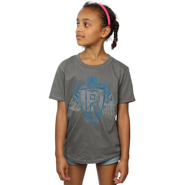 Harry Potter flickor Ravenclaw Raven Crest bomull T-shirt 7-8 år Charcoal 7-8 Years