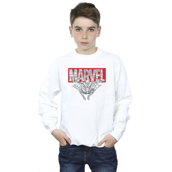 Marvel Pojkar Spider Man Logotyp Röd Tröja 5-6 År Vit White 5-6 Years