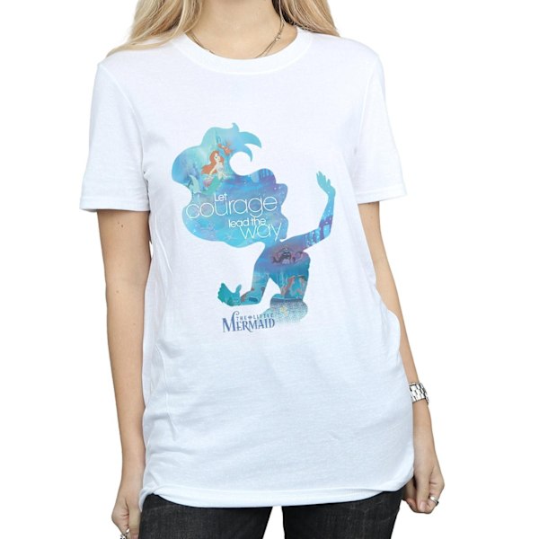 Disney Princess Dam/Damer Ariel Fylld Silhuett Bomull Pojkvän T-Shirt XL Vit White XL