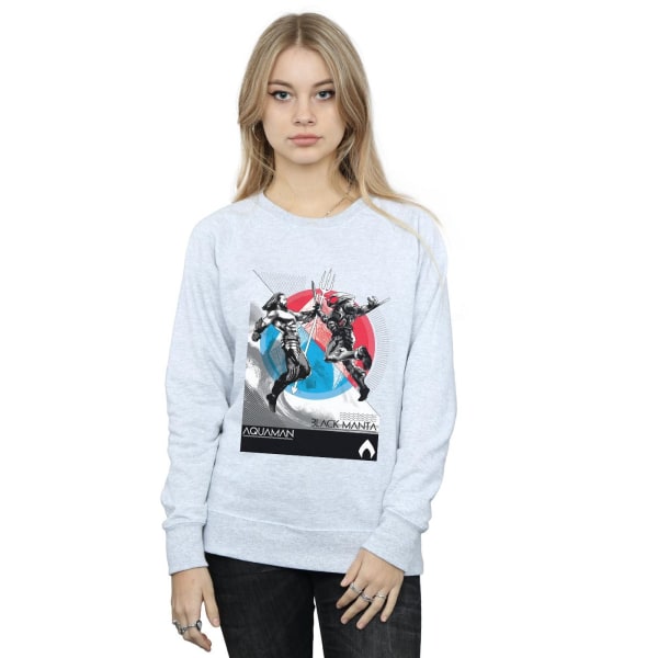 DC Comics Dam/Kvinnor Aquaman Vs Black Manta Sweatshirt S Spo Sports Grey S