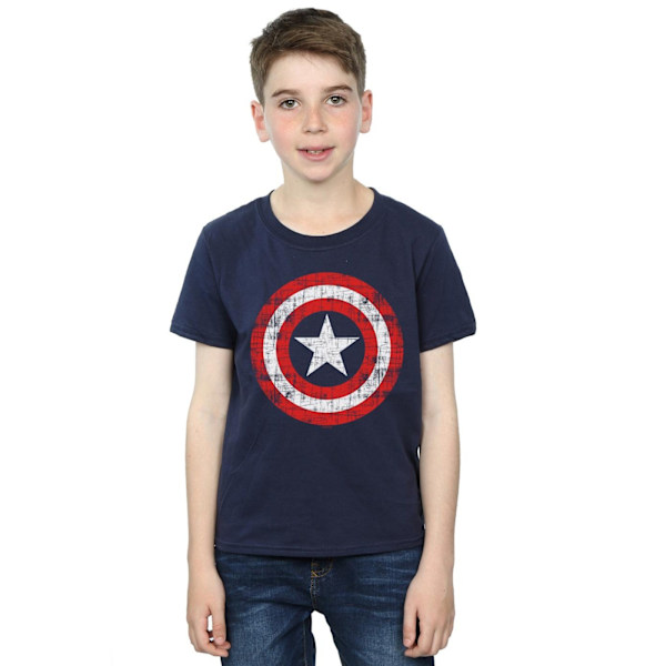 Marvel Boys Avengers Captain America Repad Sköld T-shirt 7 Navy Blue 7-8 Years