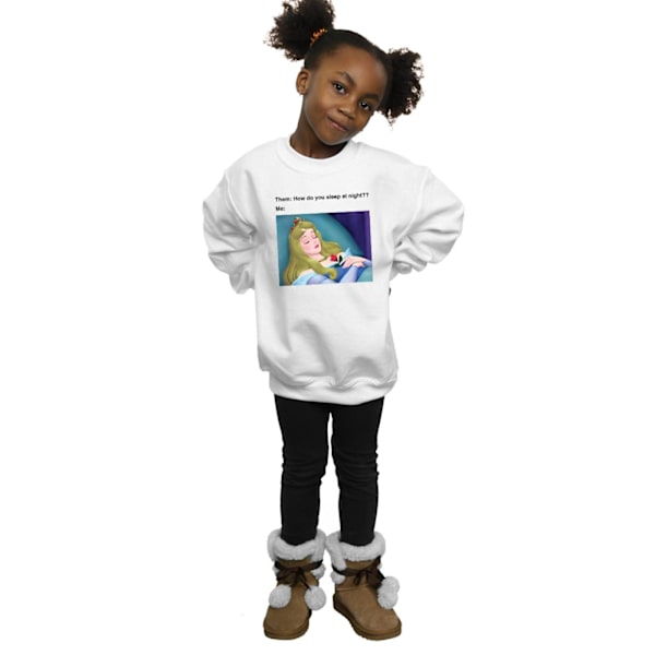 Disney Girls Sleeping Beauty Meme Sweatshirt 7-8 år Vit White 7-8 Years