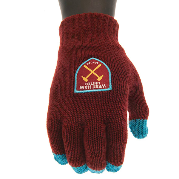 West Ham United FC Vinterhandskar i Stickad Touchscreen för Barn/Ungdomar Claret Red/Sky Blue One Size