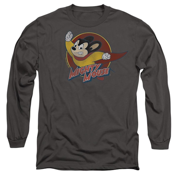 Mighty Mouse Unisex Vuxen Cirkel T-Shirt L Kolgrå Charcoal L