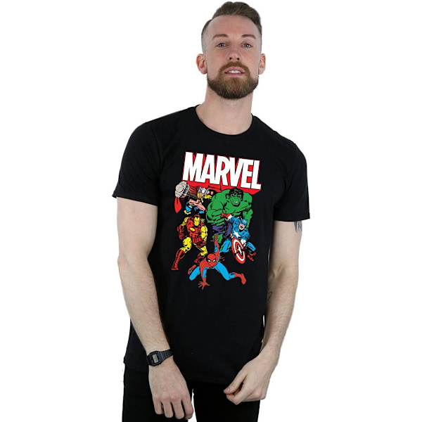 Marvel Herr Grupp Bomull T-shirt XXL Svart Black XXL