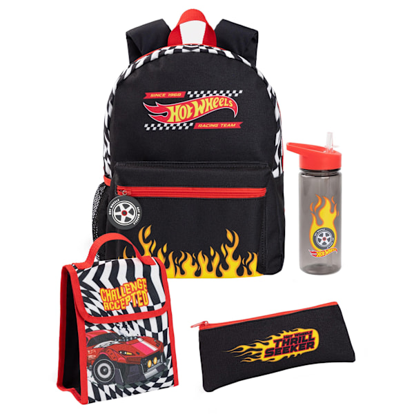 Hot Wheels Checkerboard Flame Ryggsäck Set One Size Svart/Röd Black/Red One Size