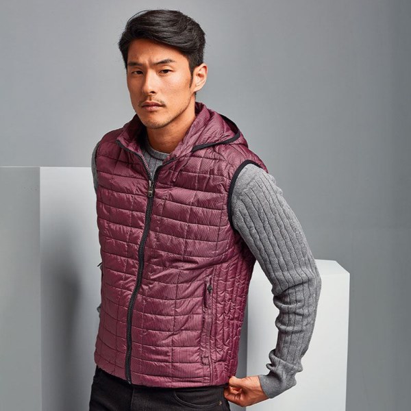 2786 Herr Honeycomb Zip Up Hooded Gilet/Bodywarmer L Mulberry Mulberry L