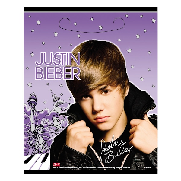 Justin Bieber Fotograferingsfestpåsar (8-pack) En Storlek Lila Purple/Black One Size