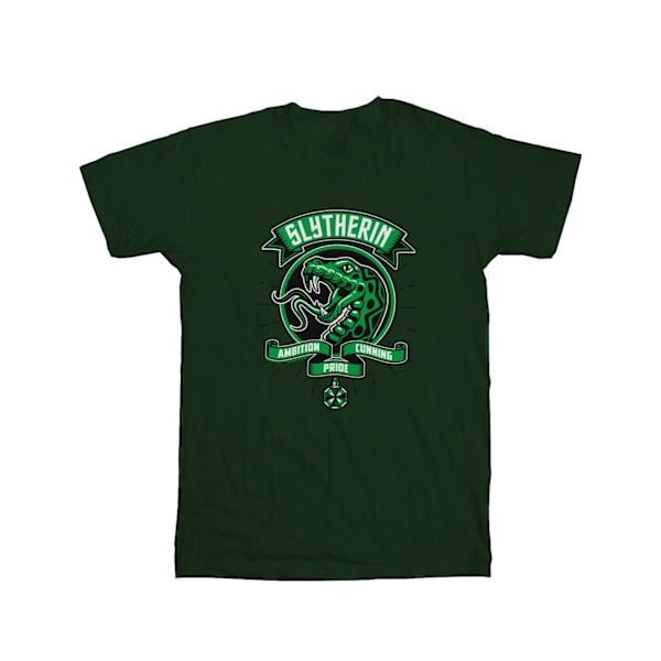 Harry Potter T-shirt i bomull med Slytherin-vapen, storlek 7-8 år Forest Green 7-8 Years