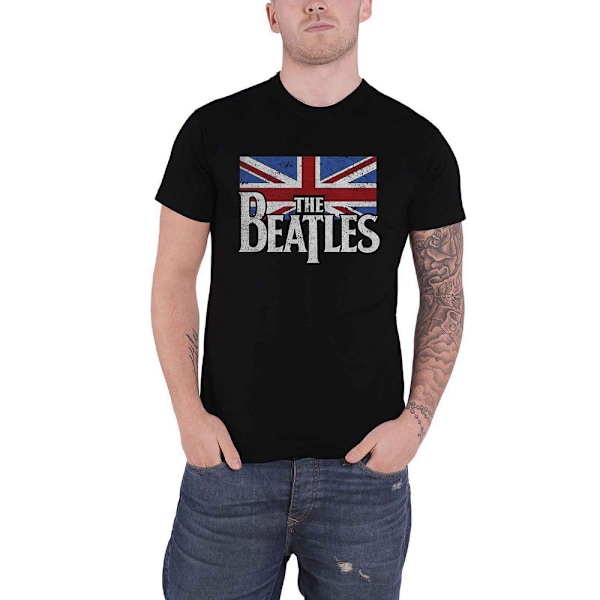 The Beatles Unisex Vuxen Flag Logo T-Shirt S Svart Black S