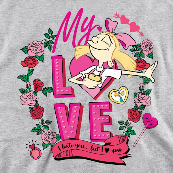Hey Arnold! Unisex Vuxen Jag Hatar Dig Men Älskar Dig Helga Valentin Sport Heather XXL