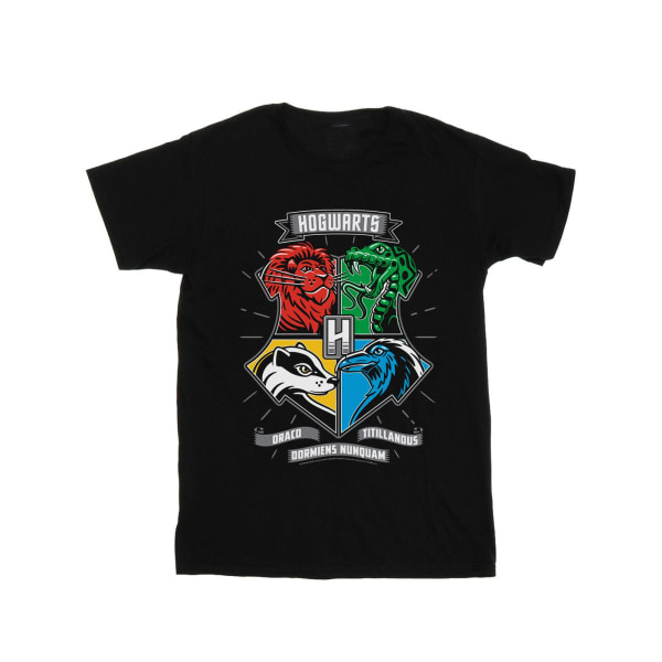 Harry Potter Boys Hogwarts Toon Crest T-shirt 7-8 år Svart Black 7-8 Years