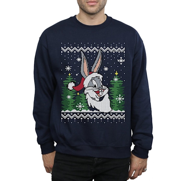 Looney Tunes Herr Bugs Bunny Jul Fair Isle Sweatshirt L N Navy Blue L