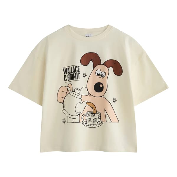 Wallace och Gromit Dam Te Time Kortärmad Lång Pyjamas Off White M